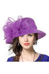 VECRY Femmes Oaks Derby Robe Église Cloche Capelines Bowler Chapeaux de Mariage Rose 