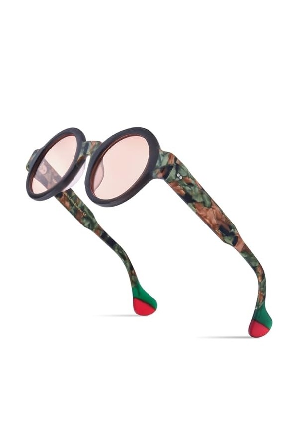 MUTYNE Lunettes de soleil polarisées en acétate mat UV400 hommes rétro grand cercle rond lunettes de soleil à jambes larges f