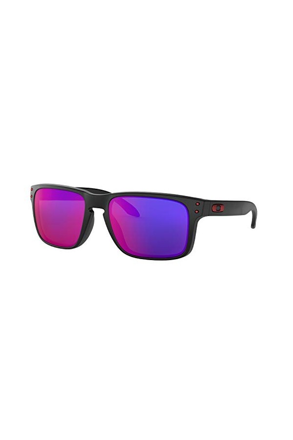 Oakley Holbrook Lunette de soleil, Matte Black/Positive Red Iridium, Taille Unique