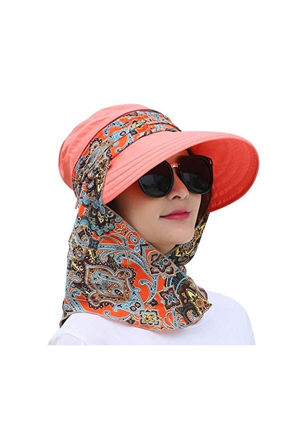 Chapeau de Soleil Femme Chapeau d’Eté Amovible Casquette Visière Respirant Capeline de Plage Large Bord Protection Solaire An