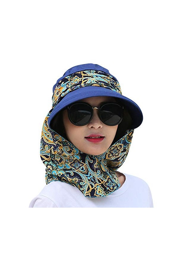 Chapeau de Soleil Femme Chapeau d’Eté Amovible Casquette Visière Respirant Capeline de Plage Large Bord Protection Solaire An