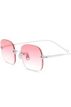 Lunettes de Soleil sans Monture Femmes Luxe Mode Alliage Lunettes de Soleil Hommes avec Miroir Nylon,Rose,Taille Unique