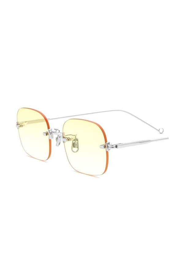 Lunettes de Soleil sans Monture Femmes Luxe Mode Alliage Lunettes de Soleil Hommes avec Miroir Nylon,Rose,Taille Unique