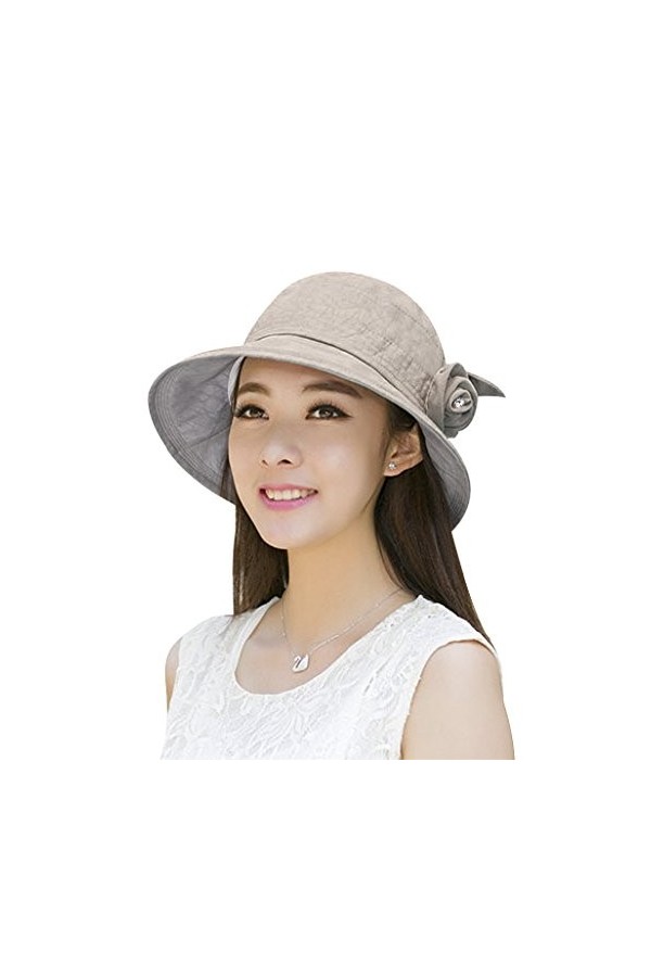 YJZQ Chapeau de Soleil Visière Femme Casquette Serre-tête Capeline Vintage Grand Bord Pliable Cap Golf Anti UV Capeline pour 