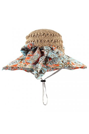 Meliyya Chapeau de paille pour femme - Chapeau de paille à large bord pliable - Chapeau dété - Fleurs - Chapeau de plage, a-