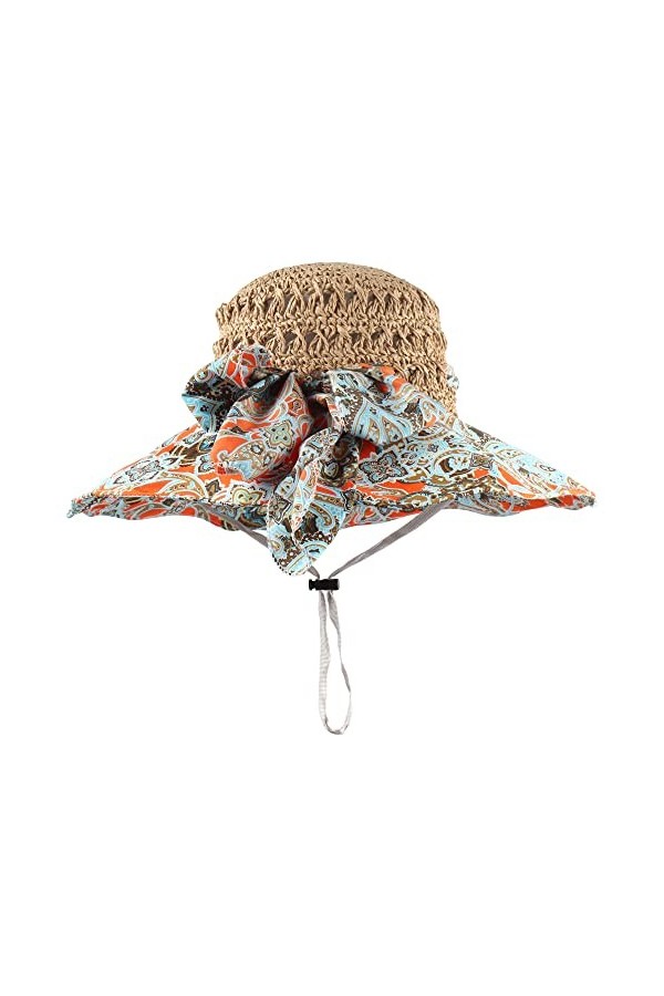 Meliyya Chapeau de paille pour femme - Chapeau de paille à large bord pliable - Chapeau dété - Fleurs - Chapeau de plage, a-