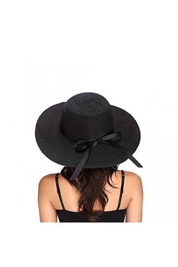 Eight Space Chapeau de Soleil pour Femme, Chapeau de Paille, Chapeaux dété Plage Cap, Chapeau de Paille Pliable à Large Bord