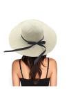 Eight Space Chapeau de Soleil pour Femme, Chapeau de Paille, Chapeaux dété Plage Cap, Chapeau de Paille Pliable à Large Bord