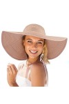 Ysoazgle Femme Chapeau de Soleil Large Disquette Bord Chapeau UV Protection Dété Rose Clair 