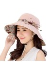 HAPEE Femme Capelines de Soleil Soleil Réglable Coton Large Bord Visière Eté Plage Voyage UPF UV