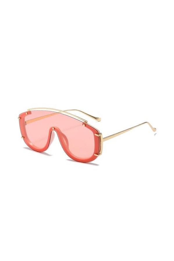HPIRME Lunettes de soleil surdimensionnées pour femmes, lunettes de soleil à monture carrée siamoise, 9336 C4, taille unique