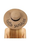 Chapeau Soleil Femme Chapeaux de Plage Pliables Brodés Chapeau de Paille Disquette Plage, Vacances, Croisière, Lune de Miel, 