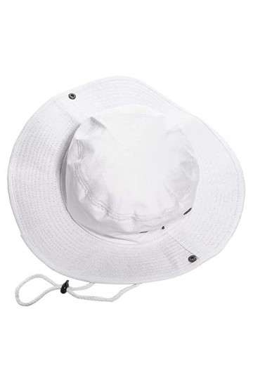 KorhLeoh Chapeau de safari dété pour homme et femme avec ficelle – Chapeau de soleil pliable à large bord en coton, Blanc., 