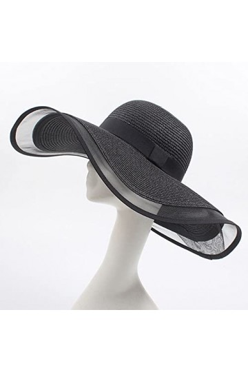 LUMoony 1Pcs Femmes Chapeaux de Soleil Chapeau de Paille Pliable Chapeau de Soleil Large Bord Mesh Plage Voyage Chapeau de Pa