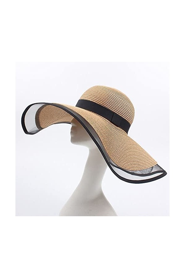 LUMoony 1Pcs Femmes Chapeaux de Soleil Chapeau de Paille Pliable Chapeau de Soleil Large Bord Mesh Plage Voyage Chapeau de Pa