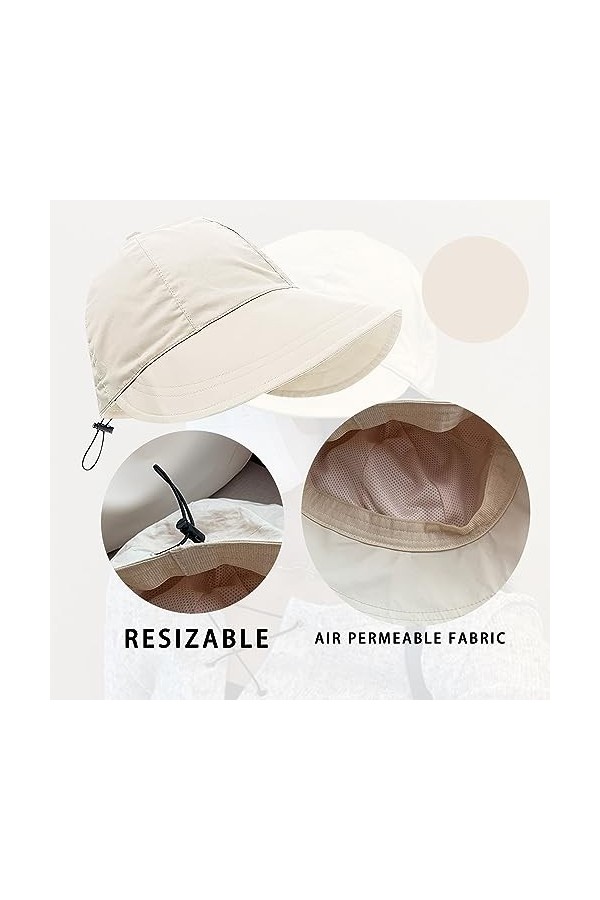 1pcs Chapeau Pare-Soleil Femme Beige avec 1 Paire De Manches De Protection Solaire, Chapeau De Plage De Protection Solaire, C