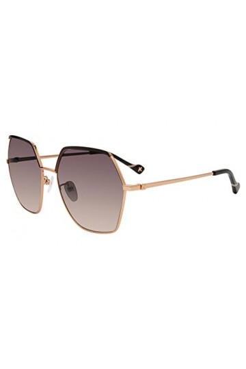 YALEA Sya057 Lunettes de Soleil, Cuivre doré Brillant avec pièces colorées, 59 Femme