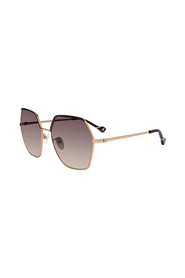 YALEA Sya057 Lunettes de Soleil, Cuivre doré Brillant avec pièces colorées, 59 Femme