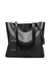 Coolives Tote Sac Cabas en Cuir PU pour Femme Verticale Sacs à Main portés épaule avec Bandoulière Damas Noir