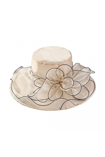 YUEMING Chapeau de Mariage Femme Capeline Chapeau de Soleil Pliable Organza Casquette Chapeau dEglise Cérémonie de Bibi Fasc