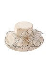 YUEMING Chapeau de Mariage Femme Capeline Chapeau de Soleil Pliable Organza Casquette Chapeau dEglise Cérémonie de Bibi Fasc