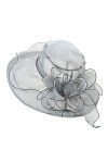 YUEMING Chapeau de Mariage Femme Capeline Chapeau de Soleil Pliable Organza Casquette Chapeau dEglise Cérémonie de Bibi Fasc