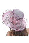 YUEMING Chapeau de Mariage Femme Capeline Chapeau de Soleil Pliable Organza Casquette Chapeau dEglise Cérémonie de Bibi Fasc