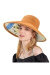 TAGVO Chapeau de Soleil Femme Chapeau Dété, Capelines de Soleil en Coton pour Femme Sangle de Menton, Paille à Larges Bords 