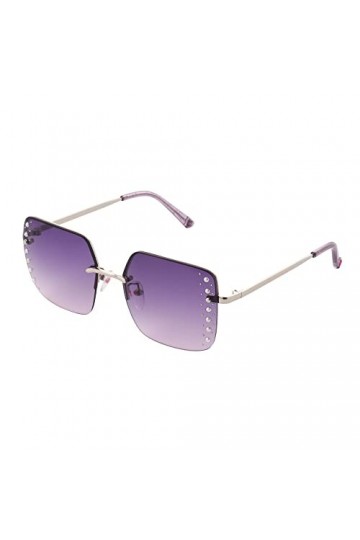 Betsey Johnson Lunettes de soleil carrées Spice of Life pour femmes, Argent