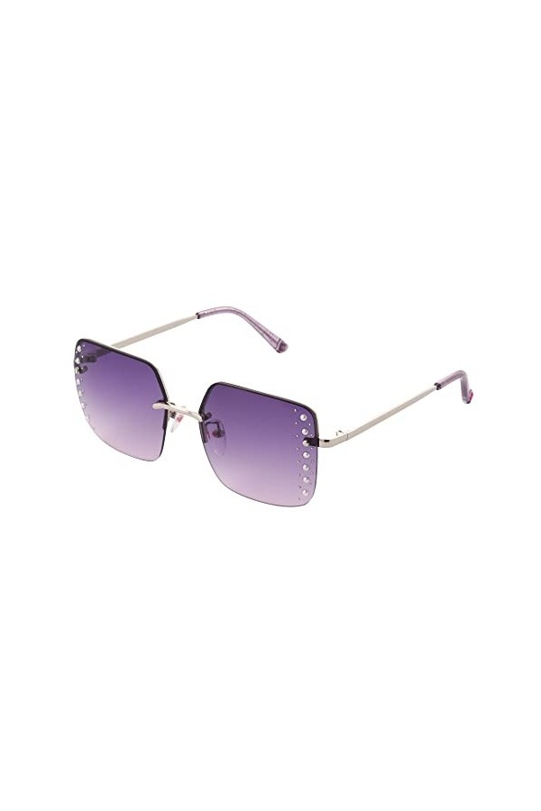 Betsey Johnson Lunettes de soleil carrées Spice of Life pour femmes, Argent