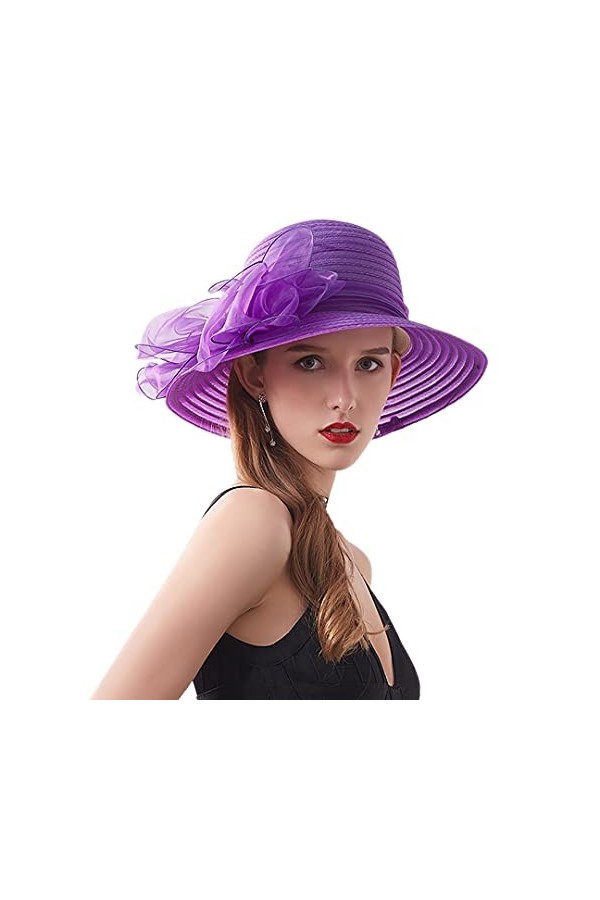 Naimo Chapeau en organza pour femme - Église Kentucky Derby - Élégant nœud large - Chapeau de mariée - Chapeau de mariage, be