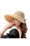 Femme Casquette Visière Été Capeline Respirant Chapeau de Paille Large Bord Protection Solaire Chapeau de Soleil Plage Réglab