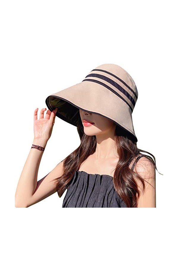 FEOYA Mode Femme Capeline Soleil Pêche Extérieur Anti-UV Large Visière Respirant Voyage Confort Été Casquette Solaire Pliable