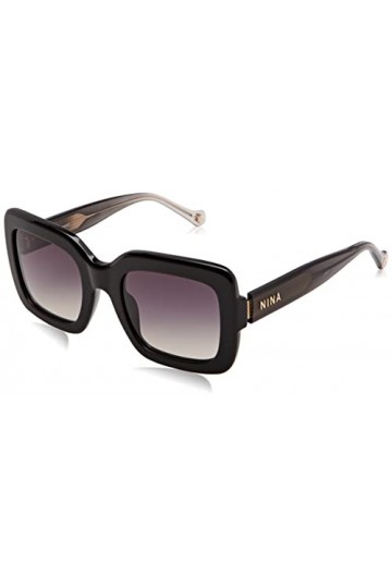 Nina Ricci Snr322 Lunettes de Soleil, Noir Brillant, 53 Femme