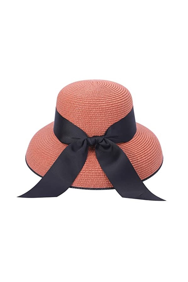 Harssidanzar Chapeau Paille Femme Protection Solaire Chapeau de Paille Chapeaux de Plage été Pliable Disquette Voyage Soleil 