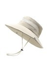 SEYUFN Chapeau Femme Soleil Outdoor Summer Protection UV Chapeau De Brousse&nbsp;Queue De Cheval en Maille à Large Bord pour La Ra