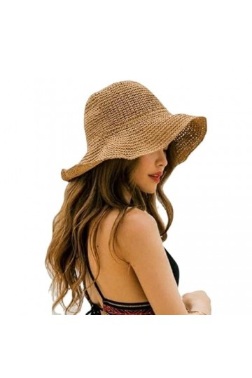 N/A/A Chapeau de Paille Pliable pour Femme - Visière dété - Chapeau de Plage - Chapeau dété WILVIKERILI