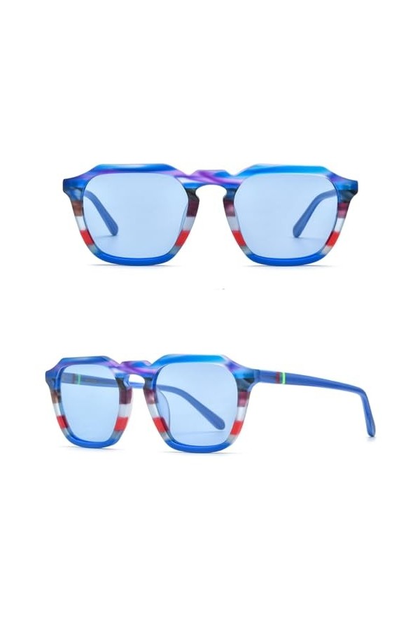 MUTYNE Lunettes de soleil polarisées en acétate mat pour hommes, colorées, rétro, carrées, tendance, UV400, nuances pour femm
