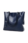 Coolives Tote Sac Cabas en Cuir PU pour Femme Verticale Sacs à Main portés épaule avec Bandoulière Damas Noir