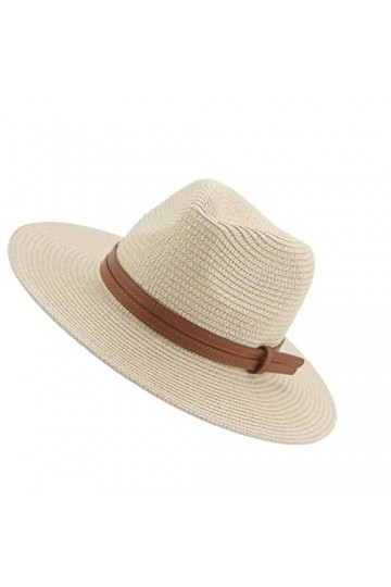Zhjuju Chapeau de Paille de Femmes,Chapeau de Paille Pliable Femme Anti-UV Chapeau de Soleil en Paille Dame Paille Panama Cap