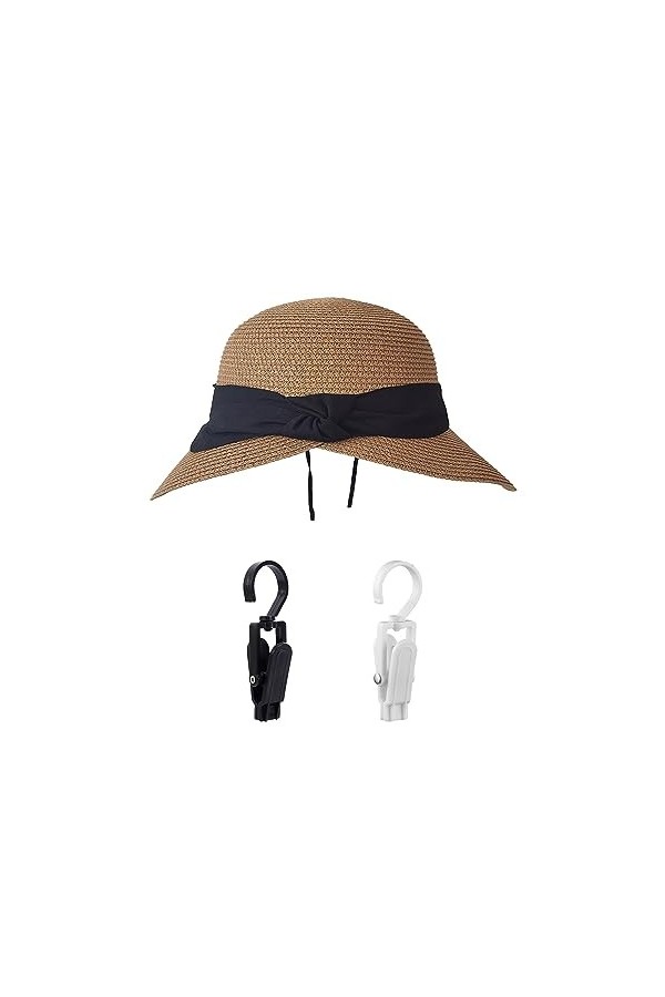 ATBUSS 1 chapeau de paille pour femme avec large bord et 2 clips - Pliable - Chapeau de paille dété - Chapeau de paille dét