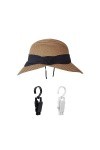 ATBUSS 1 chapeau de paille pour femme avec large bord et 2 clips - Pliable - Chapeau de paille dété - Chapeau de paille dét
