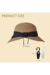 ATBUSS 1 chapeau de paille pour femme avec large bord et 2 clips - Pliable - Chapeau de paille dété - Chapeau de paille dét