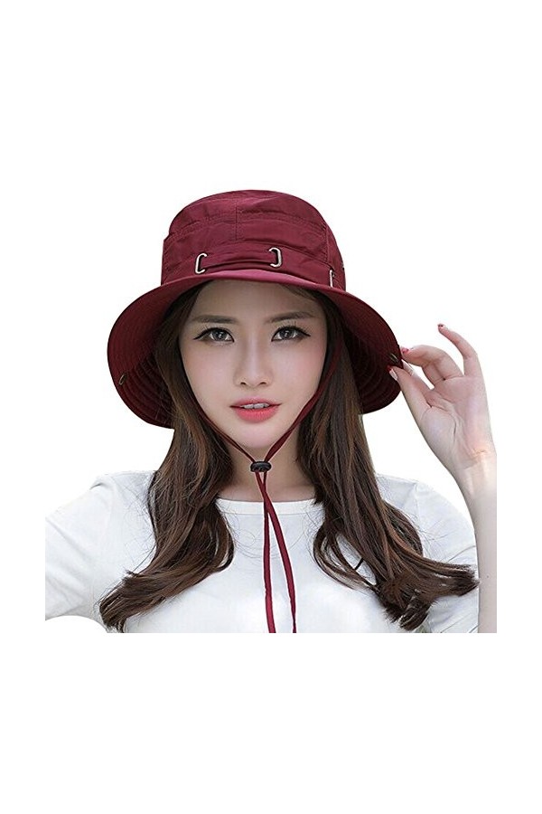 Unisexe Chapeau de Seau Été Printemps Chapeau de Soleil Anti-UV Respirant Chapeau de Pêche Réglable Capeline de Plage Pliable