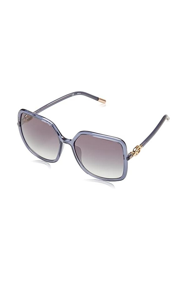 Furla SFU536 Sunglasses, Blue TRASPARENTE LUCIDO, 58 Unisex