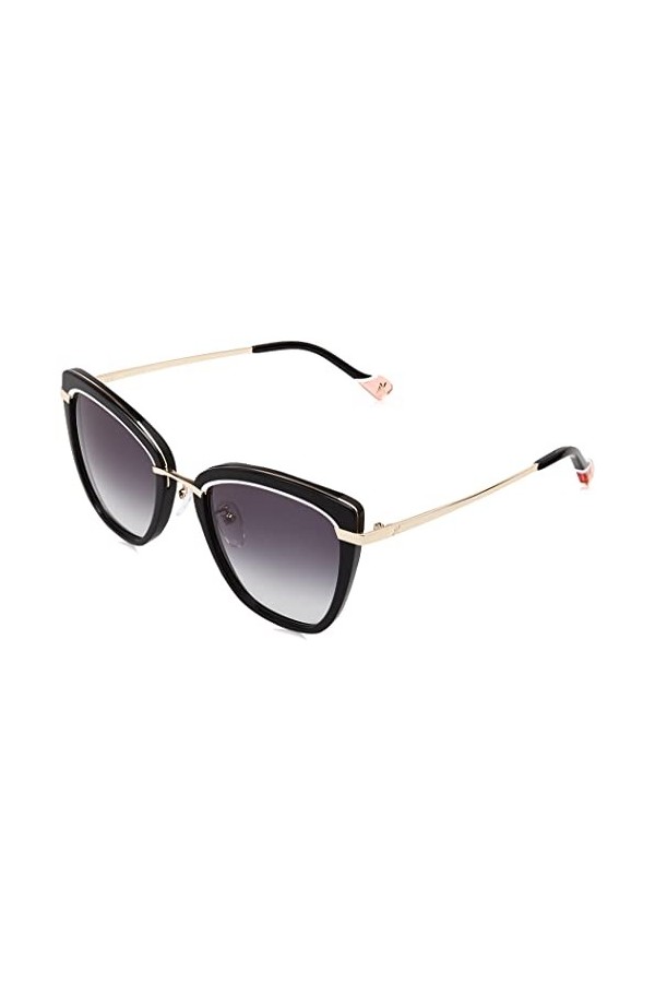 YALEA Sya025v Lunettes de Soleil, Noir Brillant + Blanc, 140 Femme