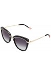 YALEA Sya025v Lunettes de Soleil, Noir Brillant + Blanc, 140 Femme