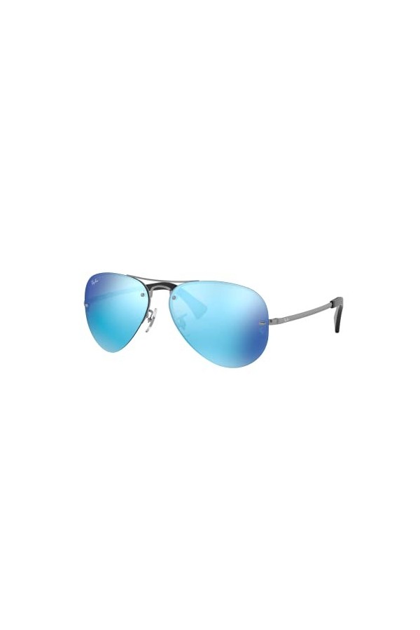 Rayban 0RB3449 004/55 59 Montures de Lunettes, Gris Gunmetal/Light Green Mirror Blue , Homme
