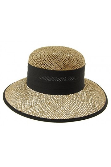 Seeberger 368513 - Chapeau de soleil - Uni - Femme - Beige Natur/Schwarz 9010 - Medium Taille fabricant: Orig 