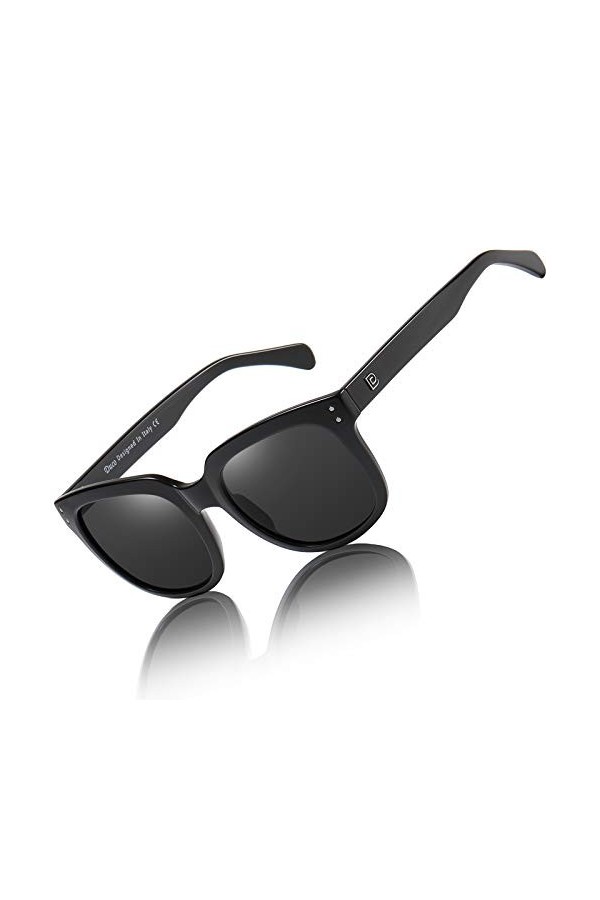 DUCO DC2148 Lunettes de soleil carrées surdimensionnées rétro vintage pour femme Protection UV, Noir, Medium